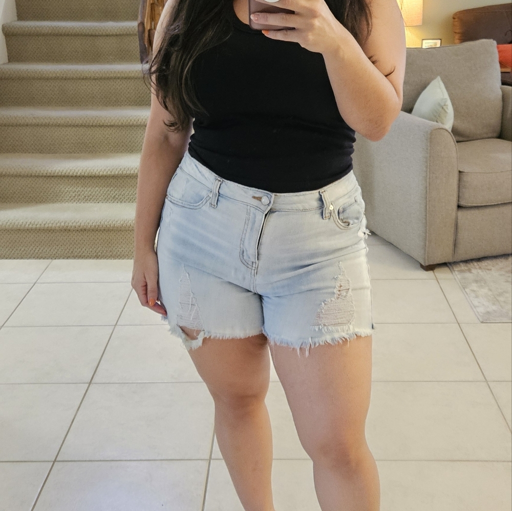 Indigo Rein Light Blue Jean Shorts